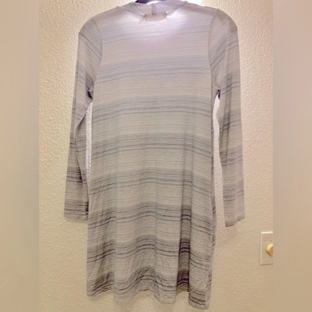 Fighting Eel long sleeve mini dress with side pockets blue gray stripes size S - Picture 3 of 4